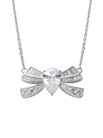 Nana Jacqueline Alysa Necklace: Silver Necklace for Bridal Shower White