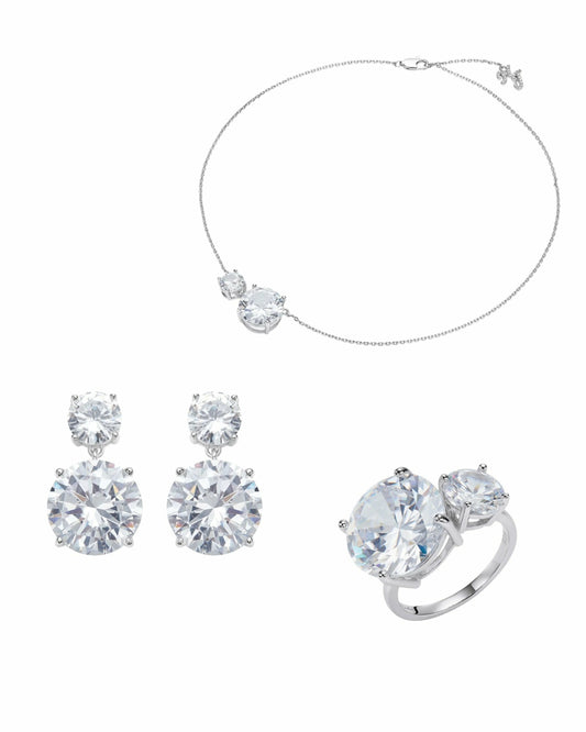 Nana Jacqueline Timeless Glow: Silver Jewelry Set for Mother's Day Gift White