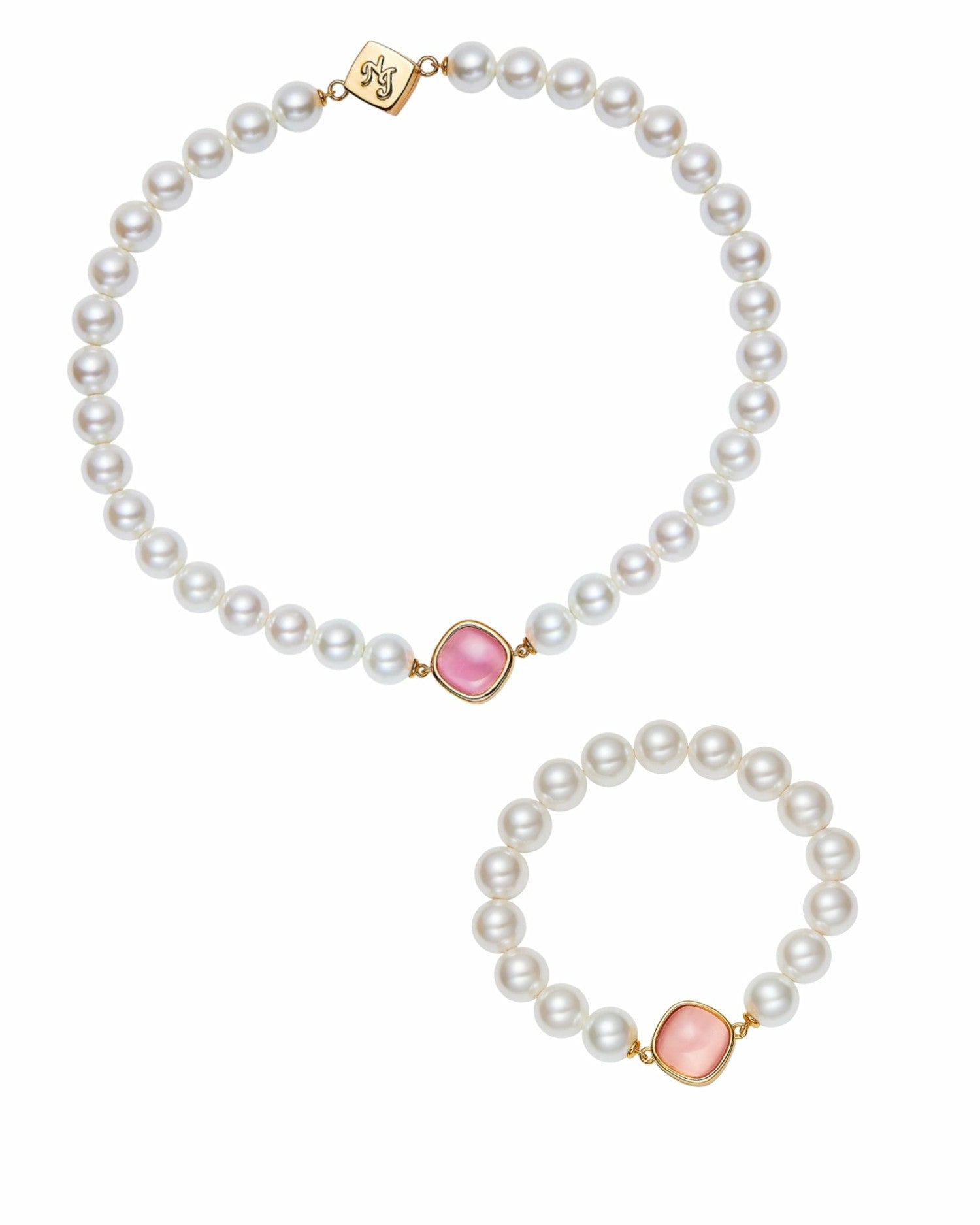 Nana Jacqueline Pearl Embrace: White Pink Jewelry Bundle for Mother's Day Gift Pink