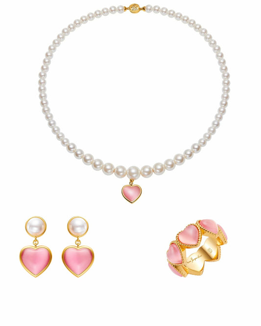 Nana Jacqueline Pink Heart: Pink Jewelry Set for Valentine's Day Gifting Pink