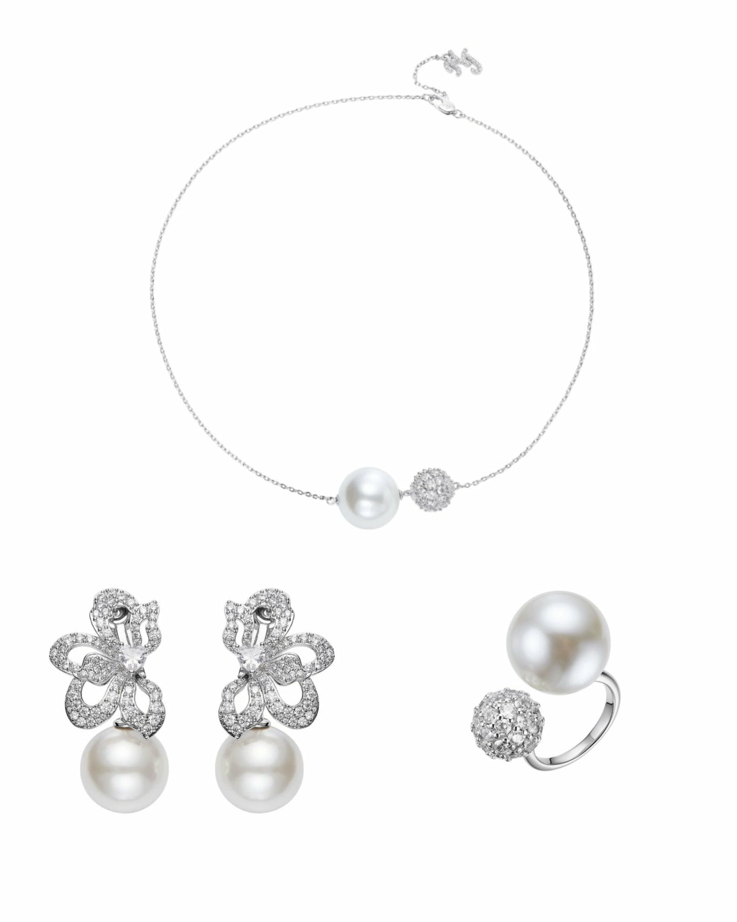 Nana Jacqueline Elegance in Pearl: White Jewelry Set for Mother's Day Gift White