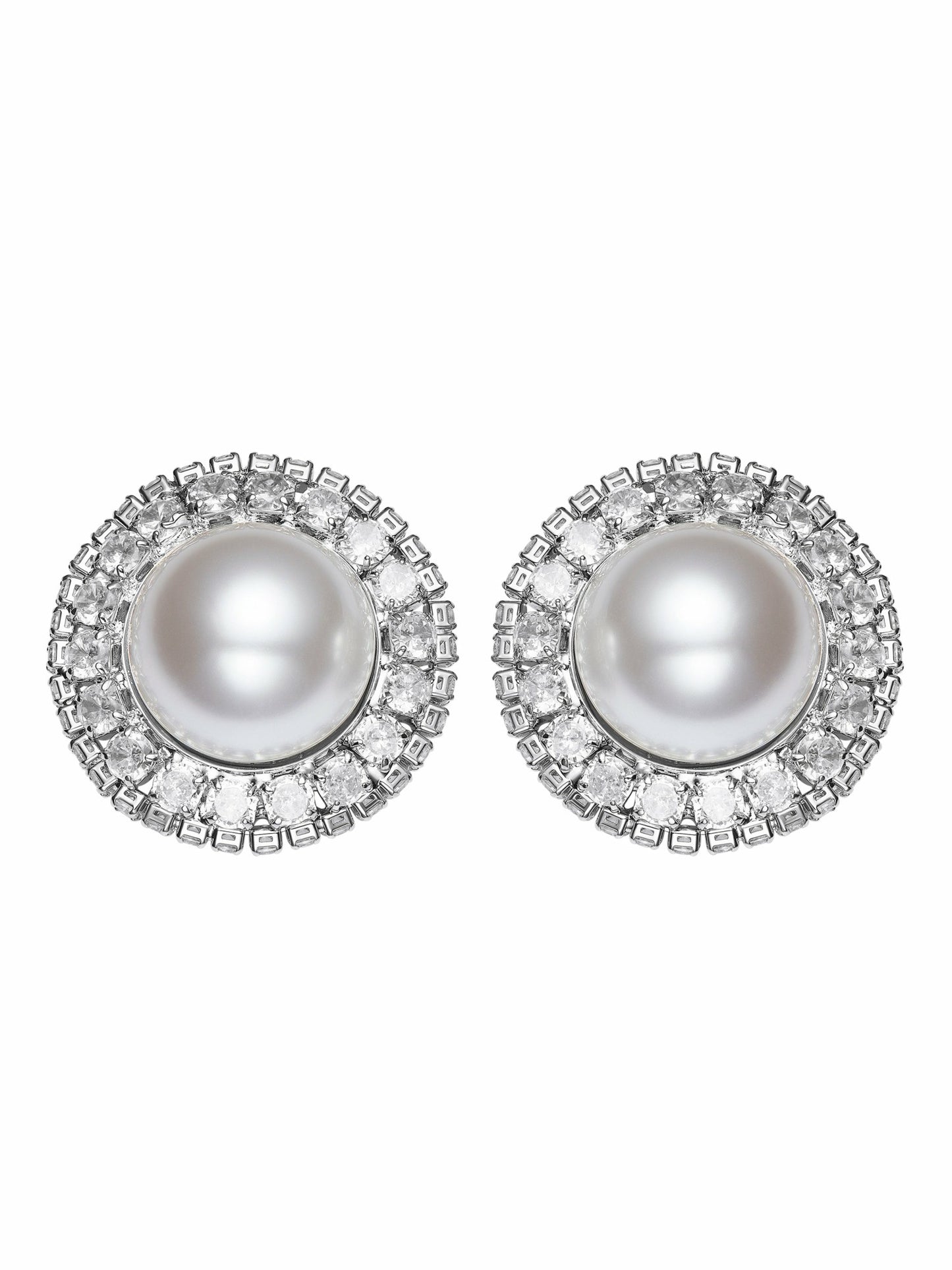Nana Jacqueline Celestia Pearl Halo White Earrings White