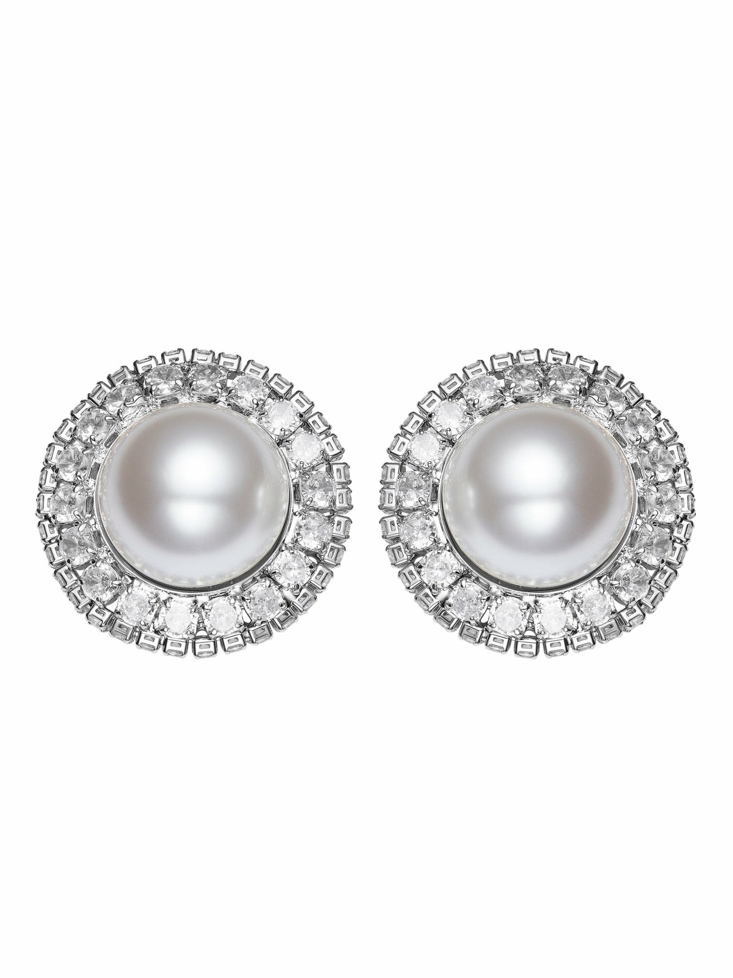 Nana Jacqueline Celestia Pearl Halo White Earrings White