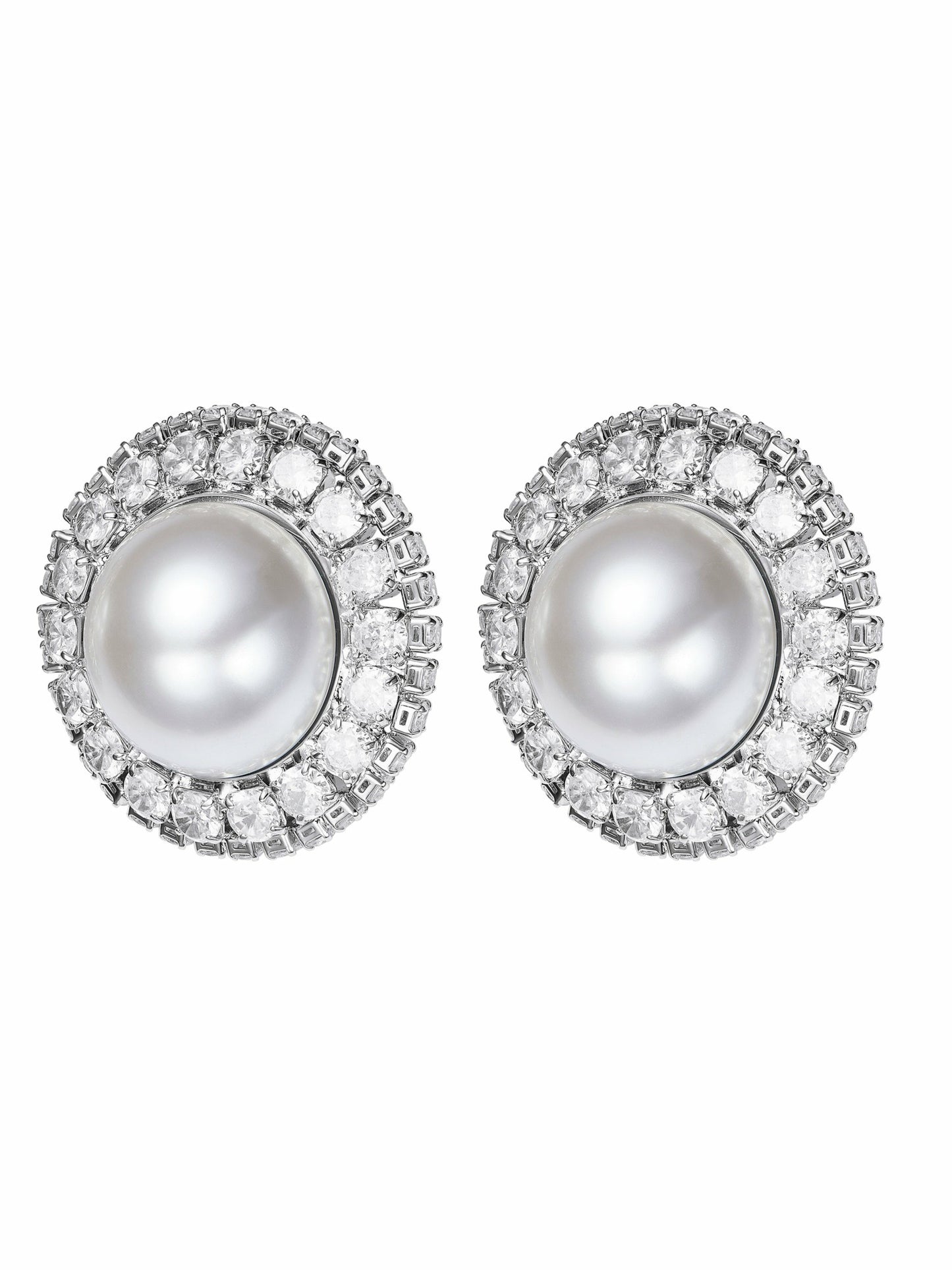 Nana Jacqueline Celestia Pearl Halo White Earrings White