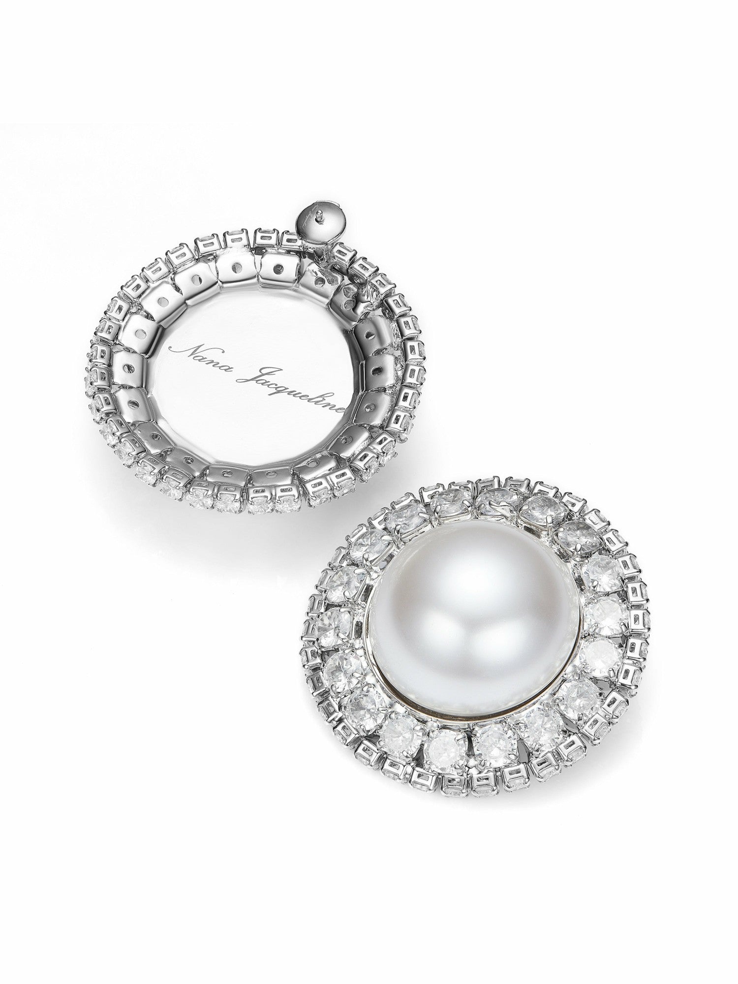 Nana Jacqueline Celestia Pearl Halo White Earrings White
