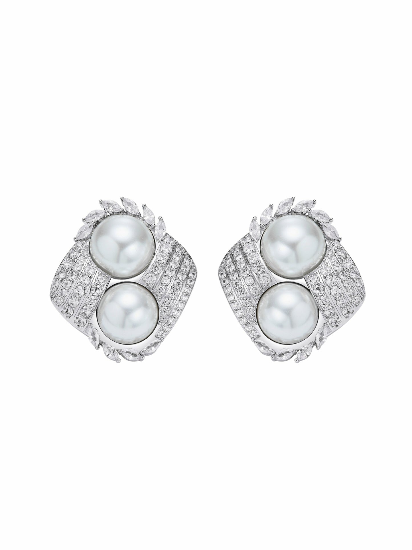Nana Jacqueline Amoura Double Pearl White Earrings White