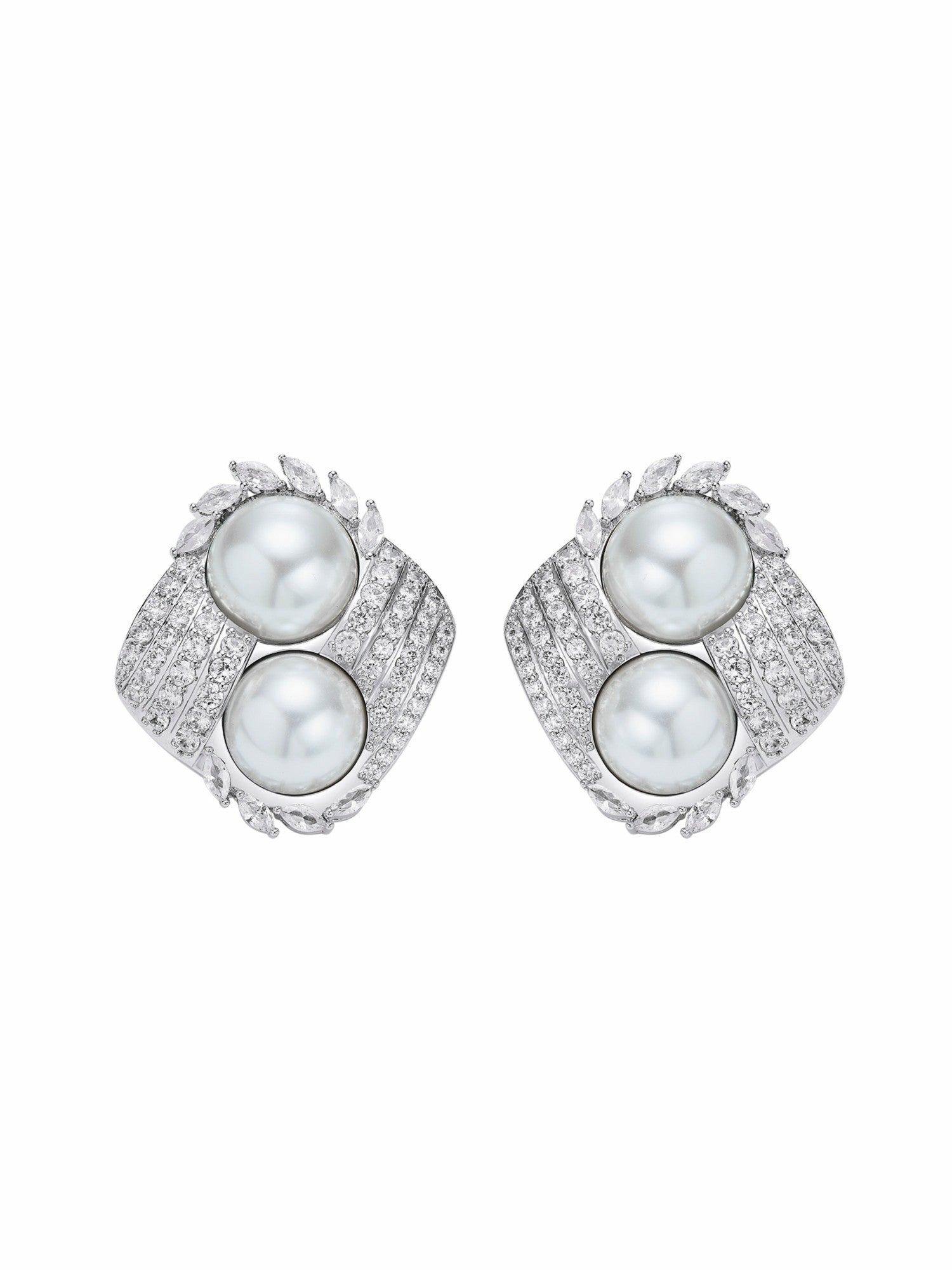 Nana Jacqueline Amoura Double Pearl White Earrings White
