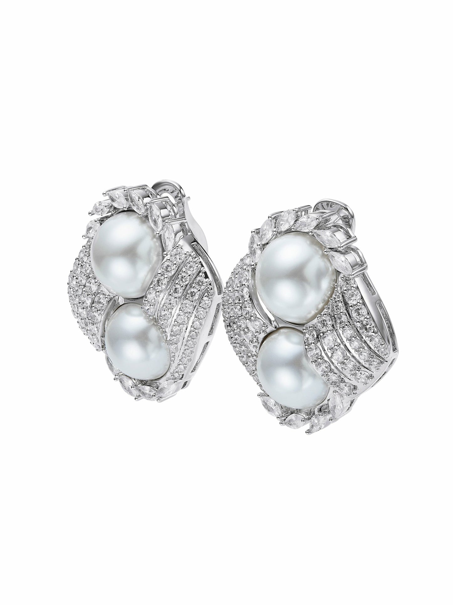 Nana Jacqueline Amoura Double Pearl White Earrings White