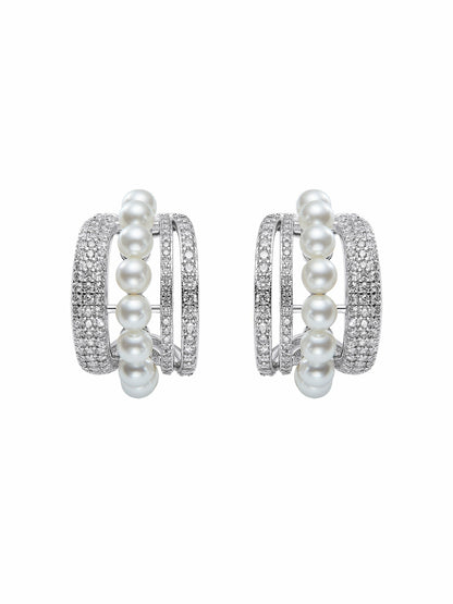 Nana Jacqueline Fauna Curved Pearl White Earrings White