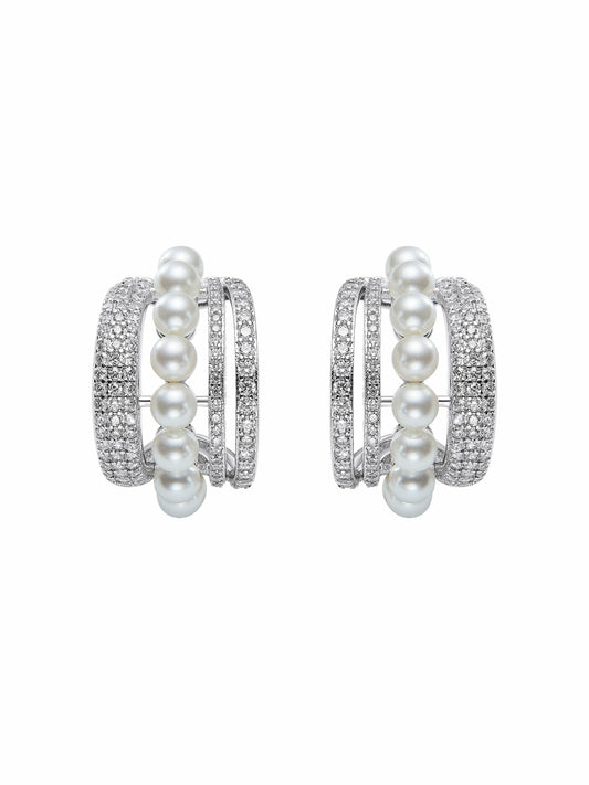 Nana Jacqueline Fauna Curved Pearl White Earrings White