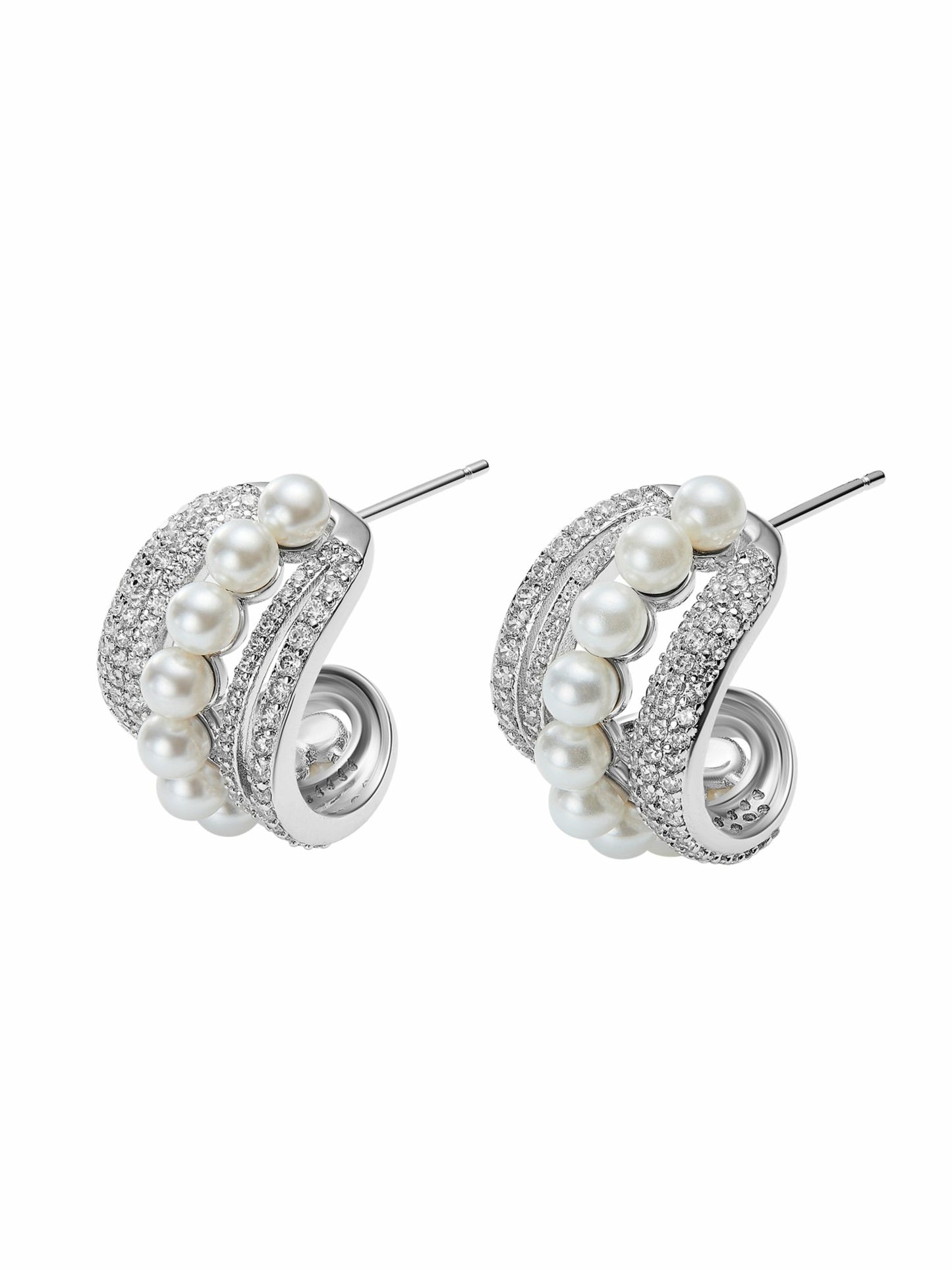 Nana Jacqueline Fauna Curved Pearl White Earrings White