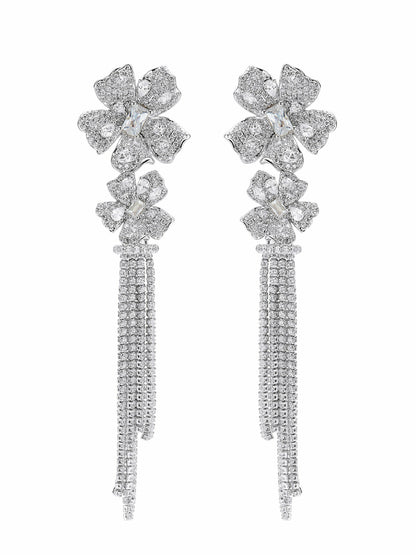 Nana Jacqueline Lucienne Floral Tassel White Earrings White