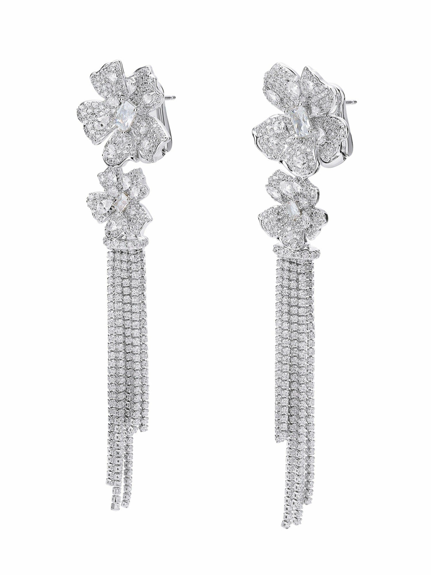 Nana Jacqueline Lucienne Floral Tassel White Earrings White