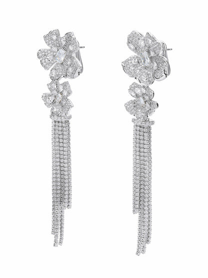 Nana Jacqueline Lucienne Floral Tassel White Earrings White