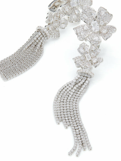 Nana Jacqueline Lucienne Floral Tassel White Earrings White