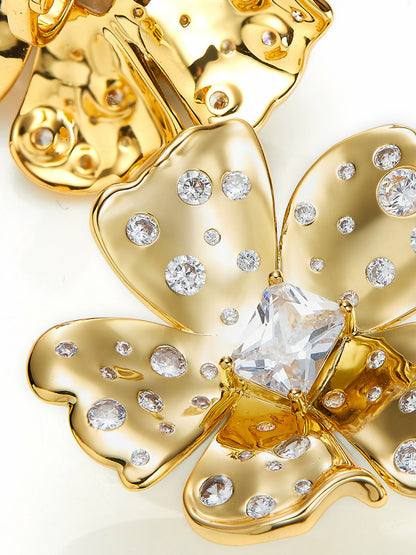 Nana Jacqueline Jolie Floral Gold Earrings Gold