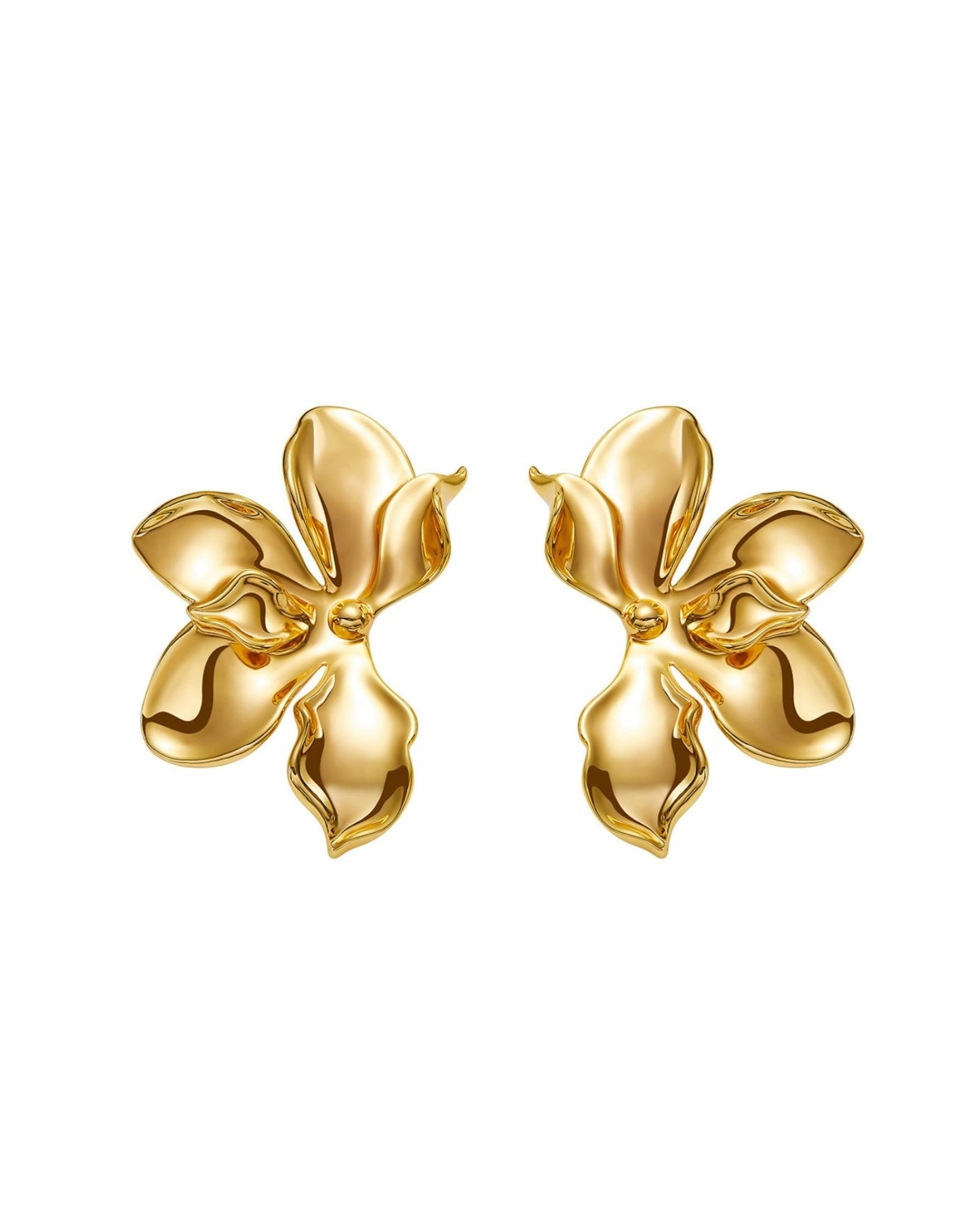 Nana Jacqueline Florence Earrings: Gold Flower Earrings for Cocktail Party Gold