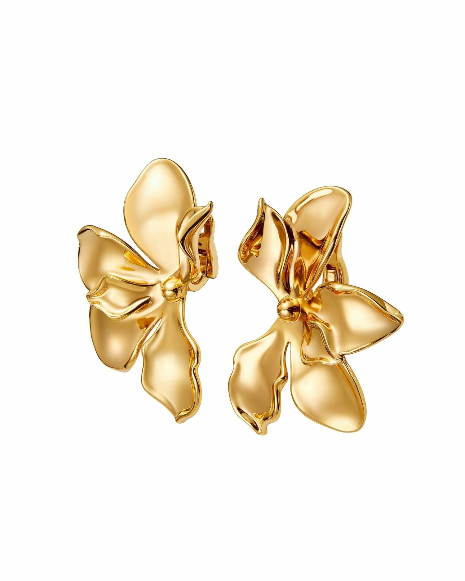 Nana Jacqueline Florence Earrings: Gold Flower Earrings for Cocktail Party Gold