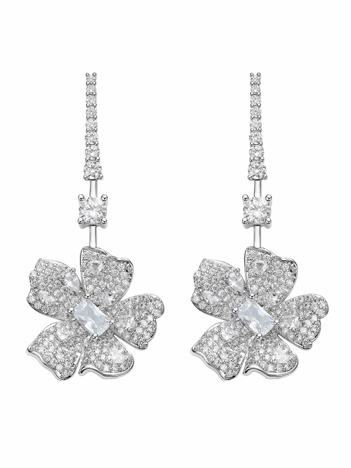 Nana Jacqueline Isadora Floral Drop White Earrings White