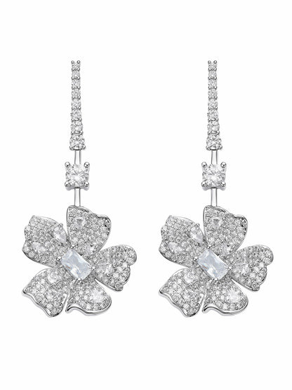 Nana Jacqueline Isadora Floral Drop White Earrings White