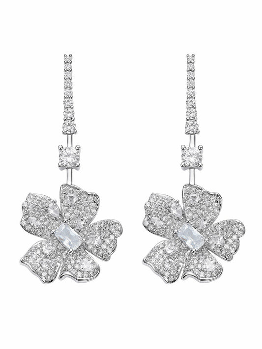 Nana Jacqueline Isadora Floral Drop White Earrings White