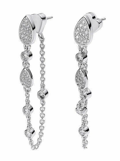 Nana Jacqueline Amélie Pavé Crystal Drop Chain Earrings White