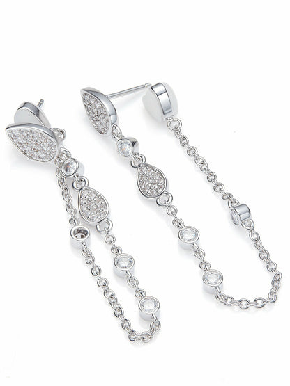 Nana Jacqueline Amélie Pavé Crystal Drop Chain Earrings White