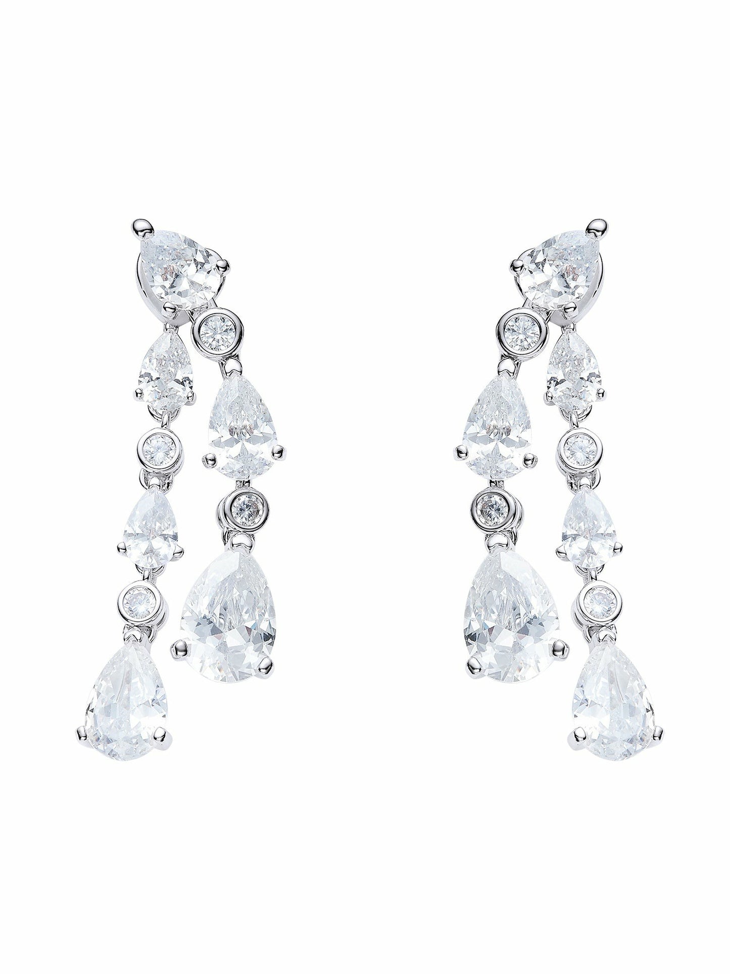 Nana Jacqueline Yvette Cascading Pear-Cut Crystal Drop Earrings White
