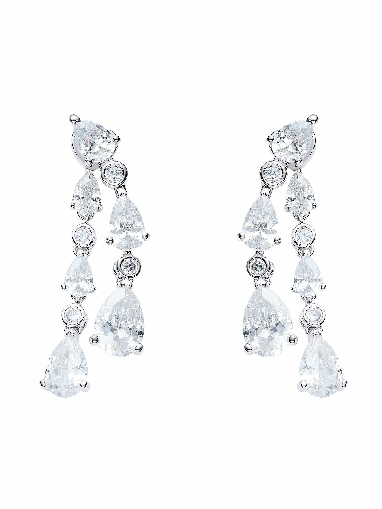Nana Jacqueline Yvette Cascading Pear-Cut Crystal Drop Earrings White