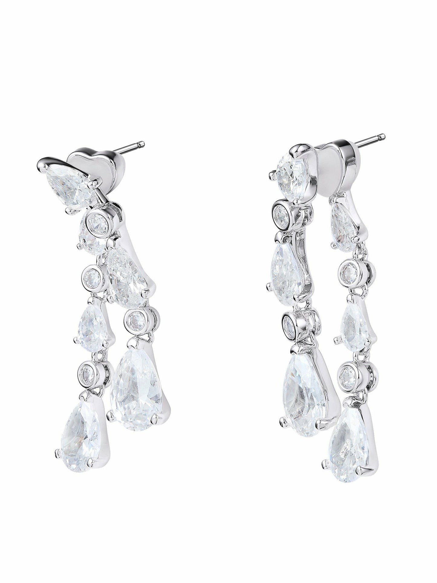 Nana Jacqueline Yvette Cascading Pear-Cut Crystal Drop Earrings White