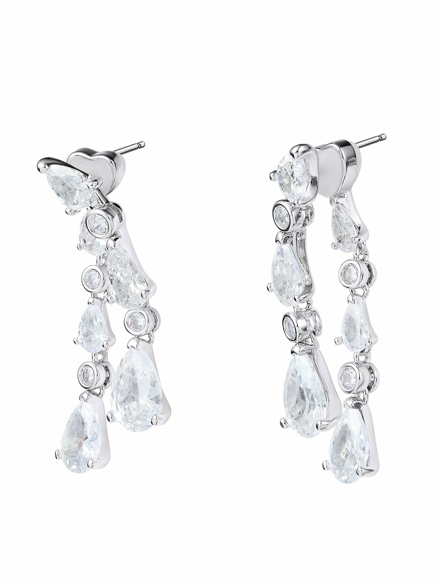 Nana Jacqueline Yvette Cascading Pear-Cut Crystal Drop Earrings White