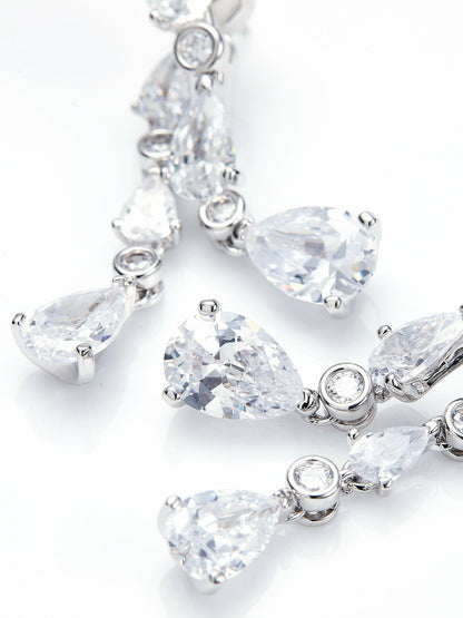 Nana Jacqueline Yvette Cascading Pear-Cut Crystal Drop Earrings White
