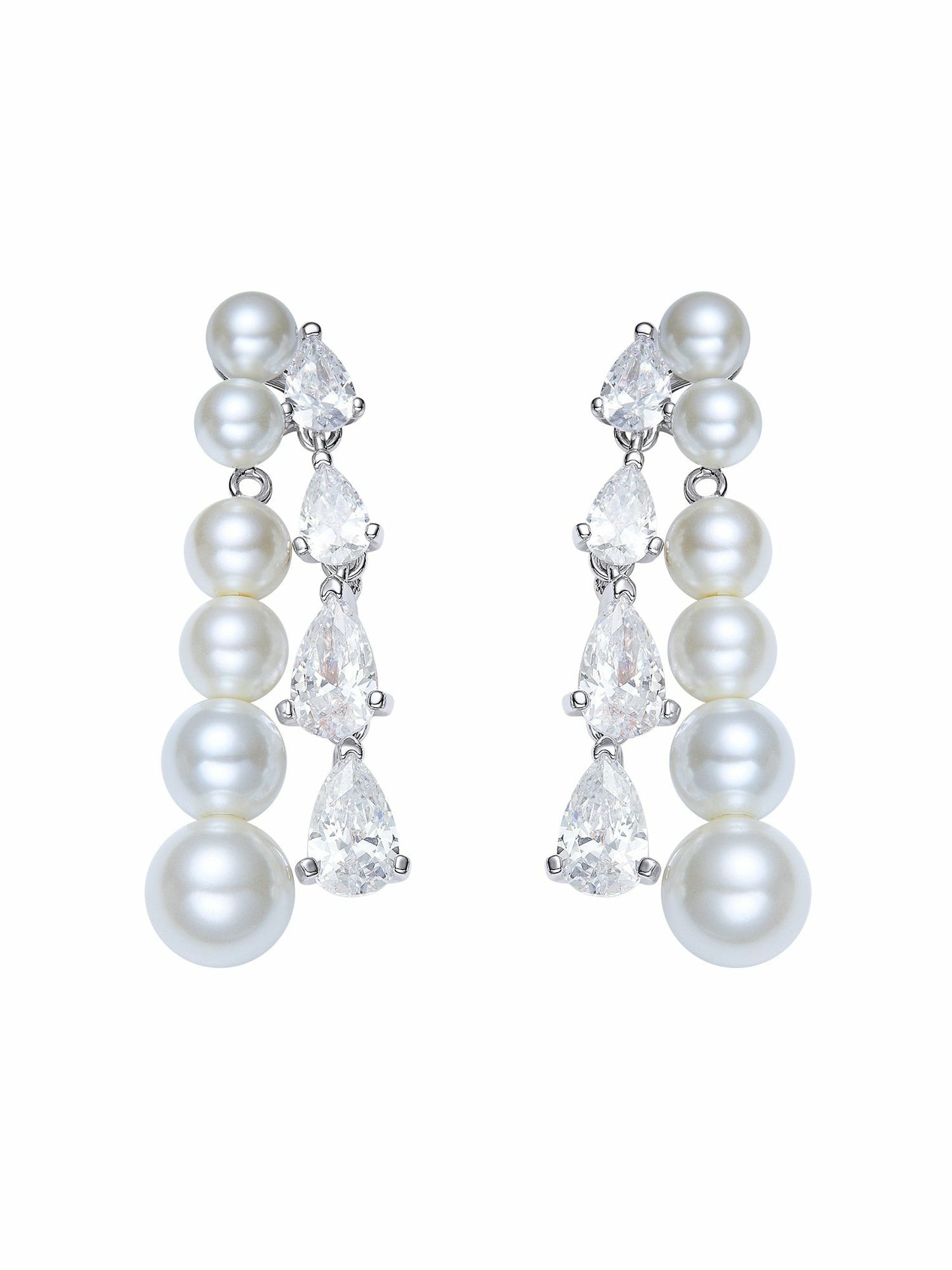Nana Jacqueline Adriana Pearl & Crystal Drop Earrings White