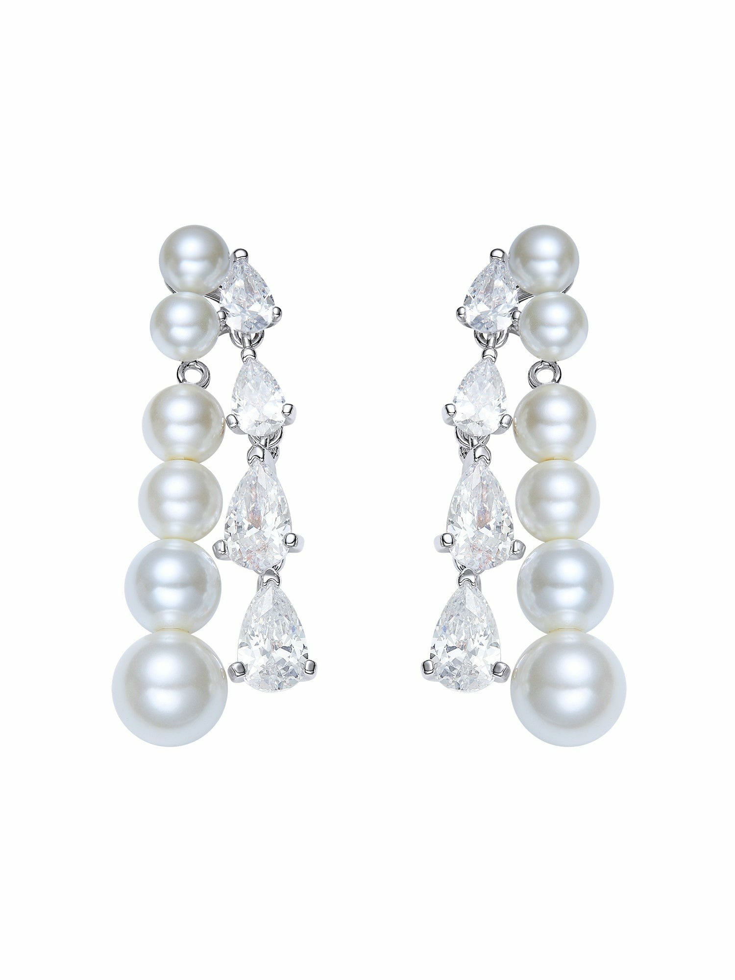 Nana Jacqueline Adriana Pearl & Crystal Drop Earrings White