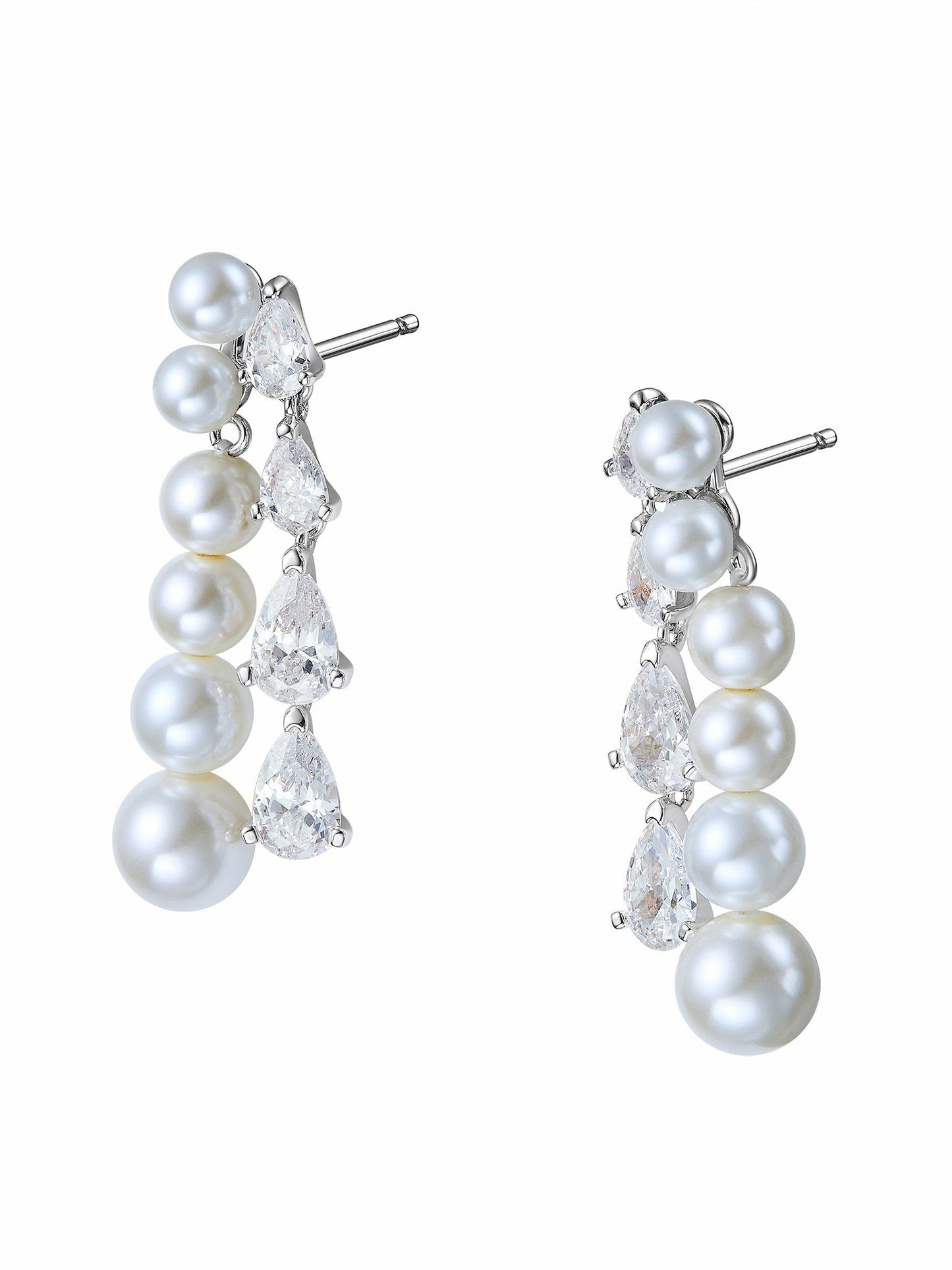 Nana Jacqueline Adriana Pearl & Crystal Drop Earrings White