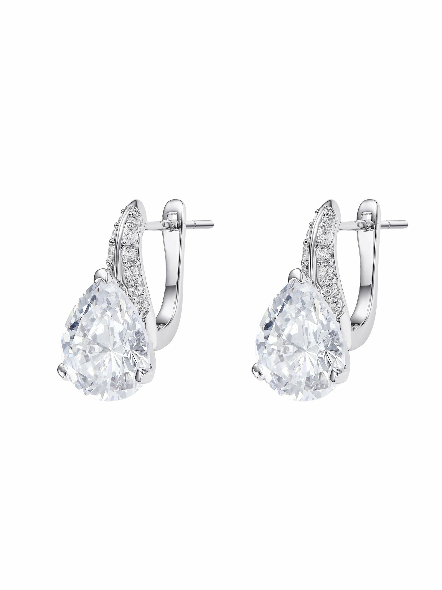 Nana Jacqueline Daniela Pear-Cut Crystal Drop Earrings White