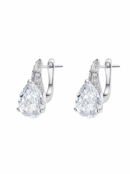 Nana Jacqueline Daniela Pear-Cut Crystal Drop Earrings White
