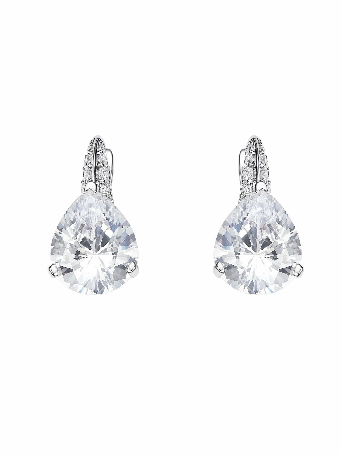 Nana Jacqueline Daniela Pear-Cut Crystal Drop Earrings White