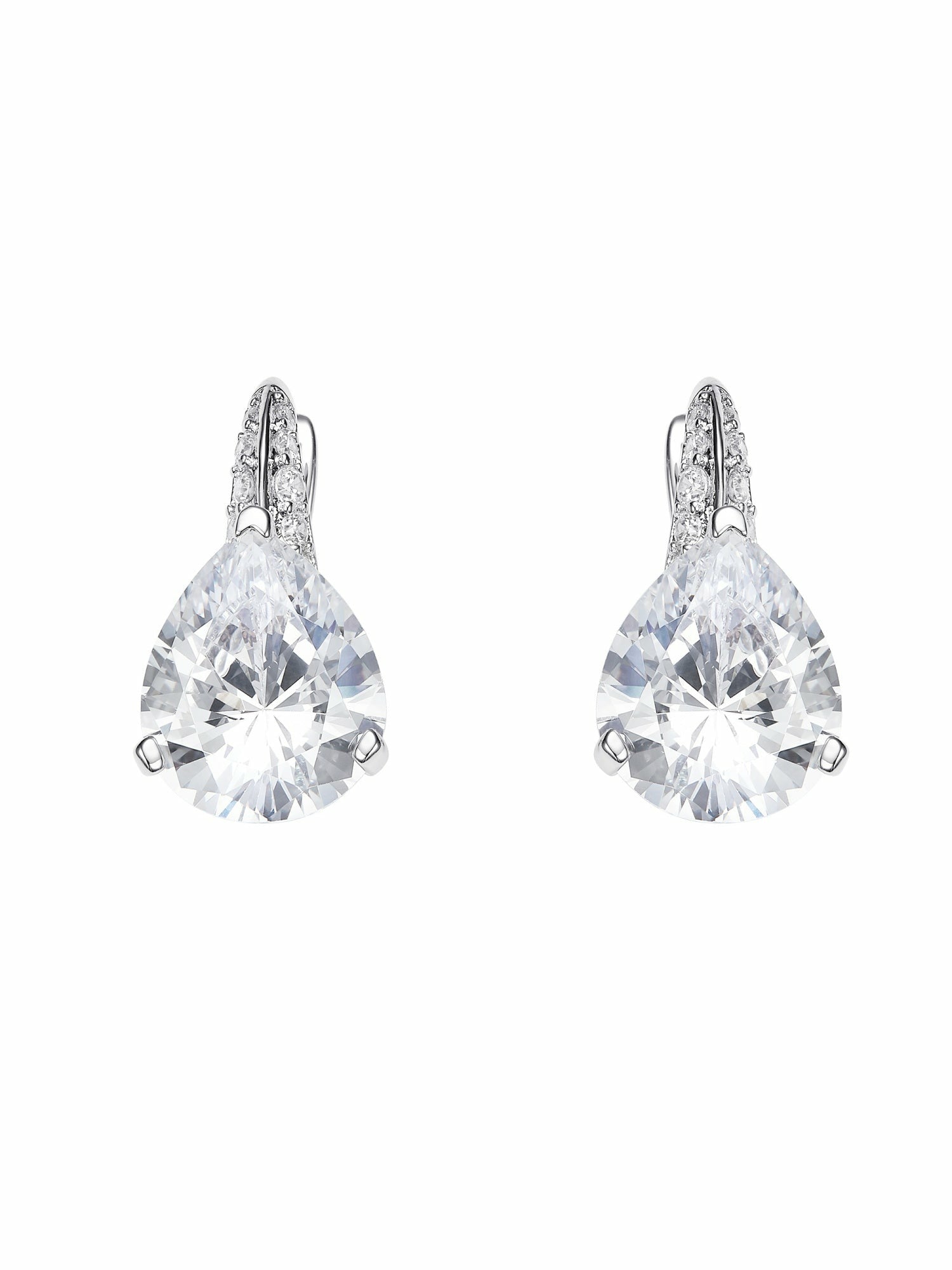 Nana Jacqueline Daniela Pear-Cut Crystal Drop Earrings White