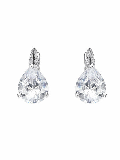 Nana Jacqueline Daniela Pear-Cut Crystal Drop Earrings White