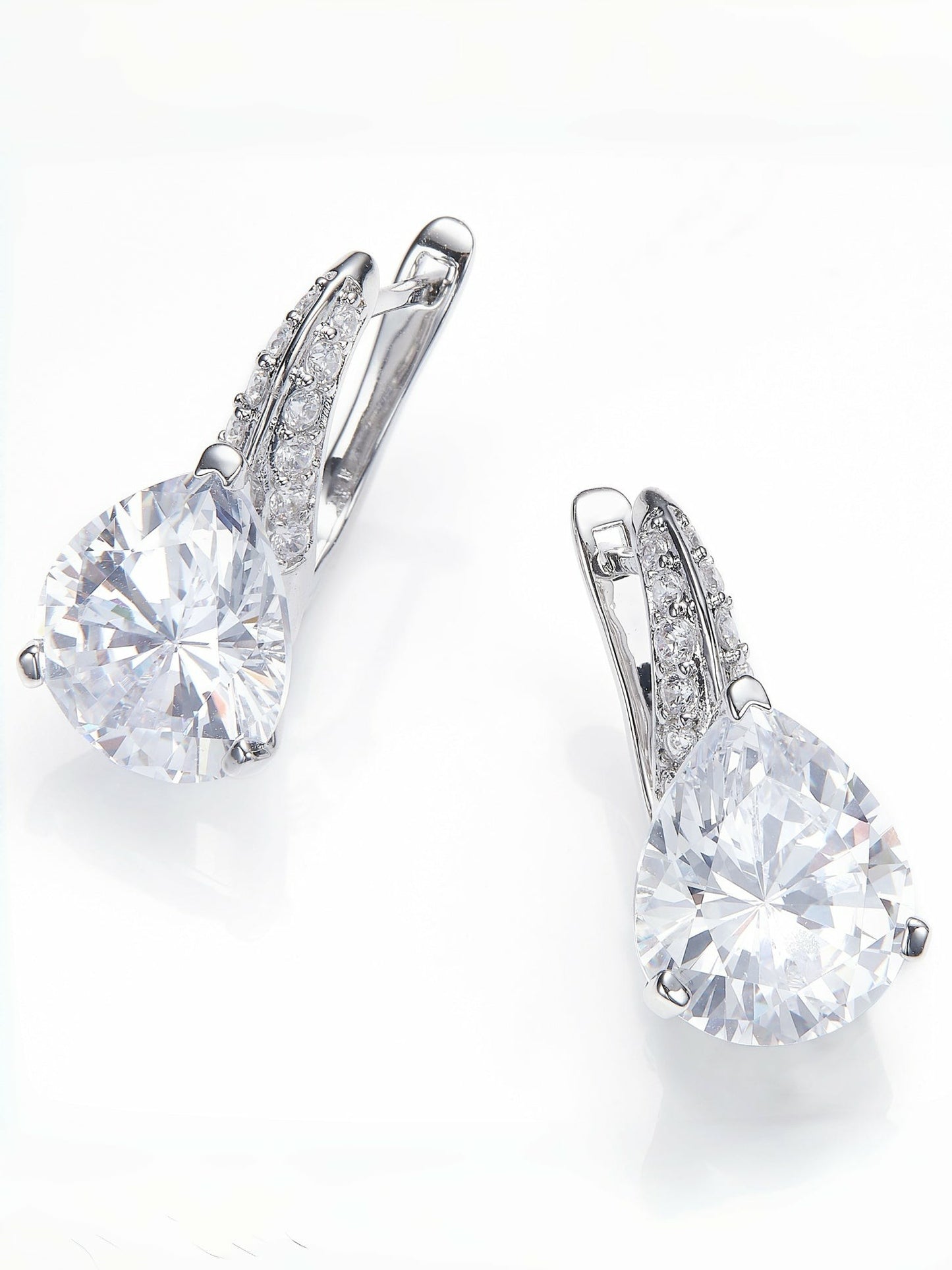 Nana Jacqueline Daniela Pear-Cut Crystal Drop Earrings White