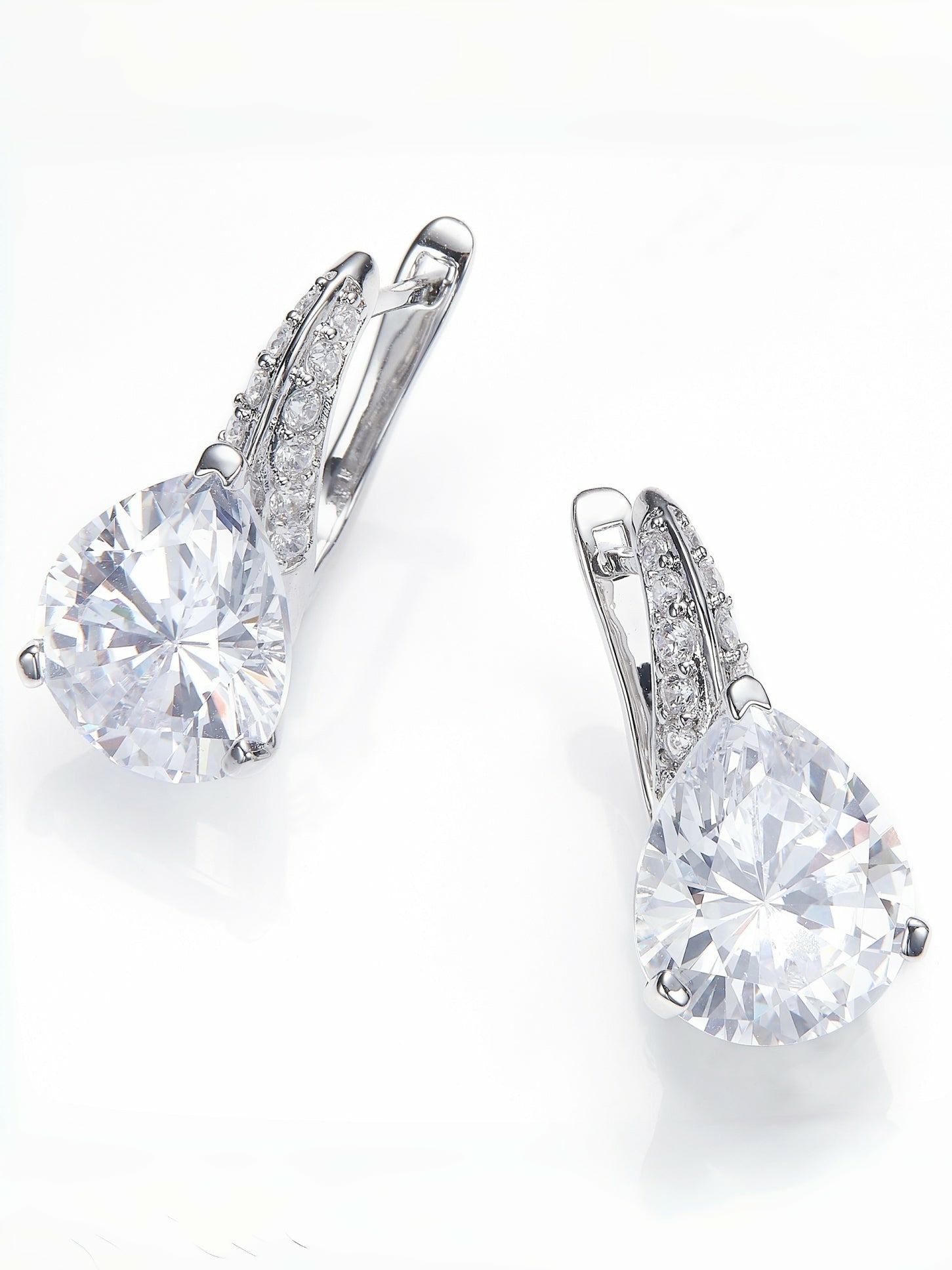 Nana Jacqueline Daniela Pear-Cut Crystal Drop Earrings White