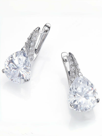 Nana Jacqueline Daniela Pear-Cut Crystal Drop Earrings White