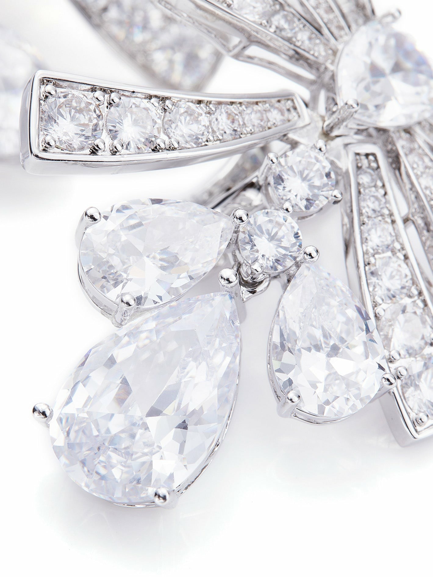 Nana Jacqueline Talia Earrings: Silver Bow Earrings for Wedding After-Party White