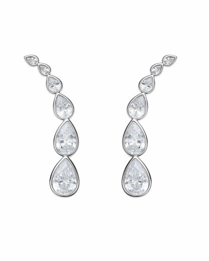 Nana Jacqueline Mirabelle Teardrop Earrings: Silver Earrings for Formal Events Silver