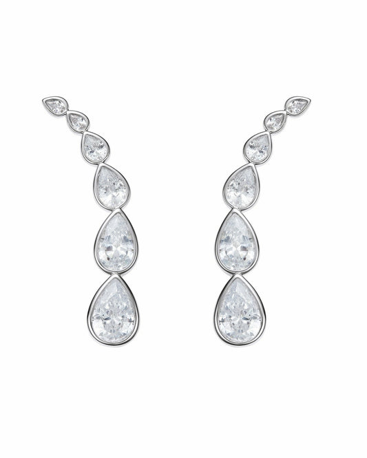 Nana Jacqueline Mirabelle Teardrop Earrings: Silver Earrings for Formal Events Silver