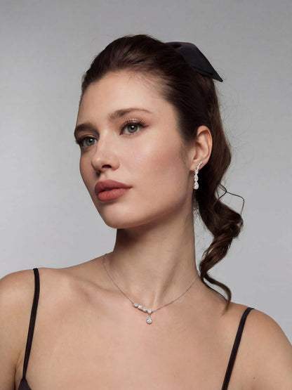 Nana Jacqueline Mirabelle Teardrop Earrings: Silver Earrings for Formal Events Silver