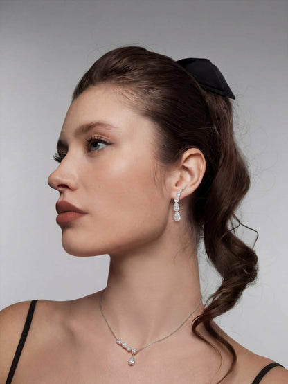 Nana Jacqueline Mirabelle Teardrop Earrings: Silver Earrings for Formal Events Silver