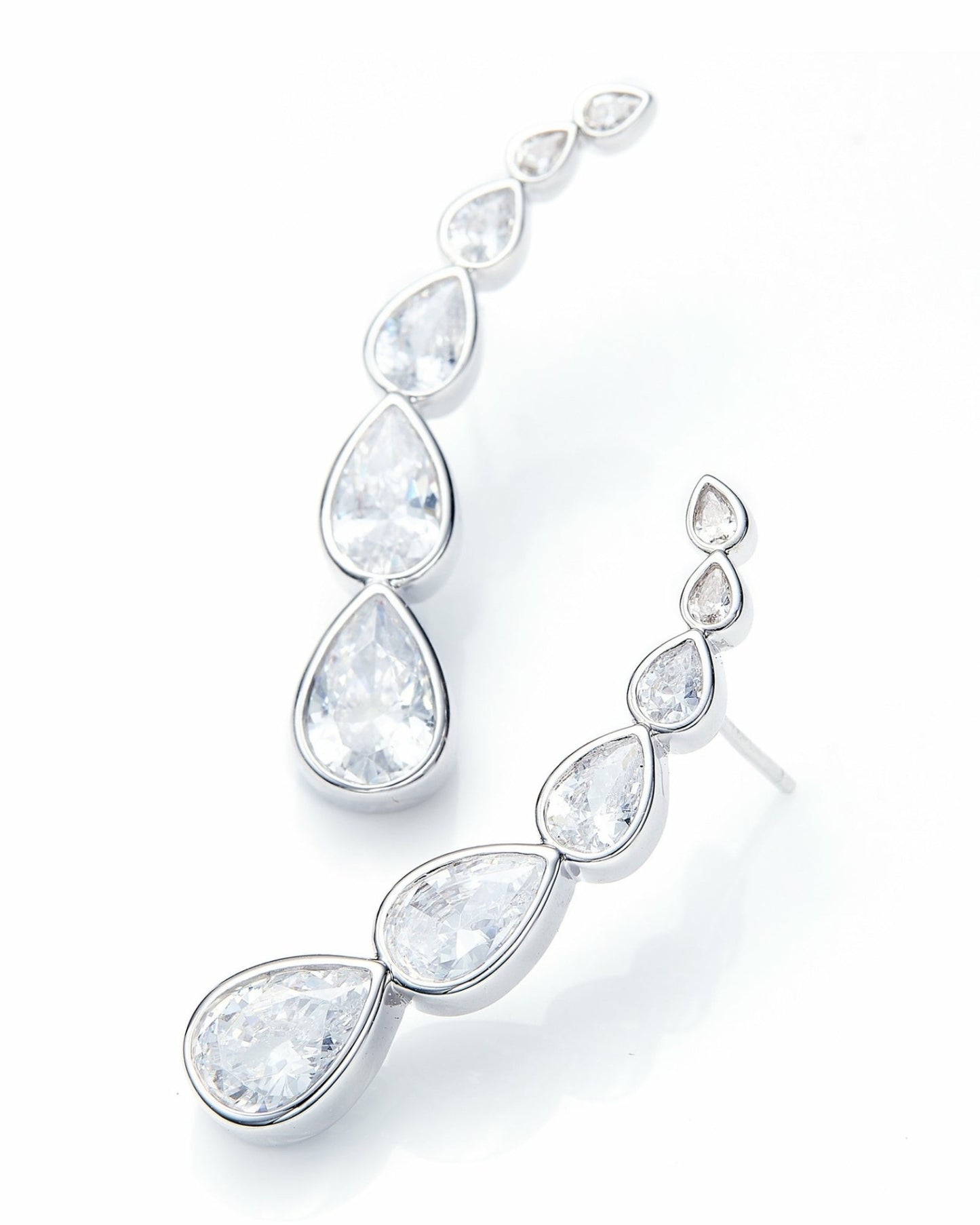 Nana Jacqueline Mirabelle Teardrop Earrings: Silver Earrings for Formal Events Silver
