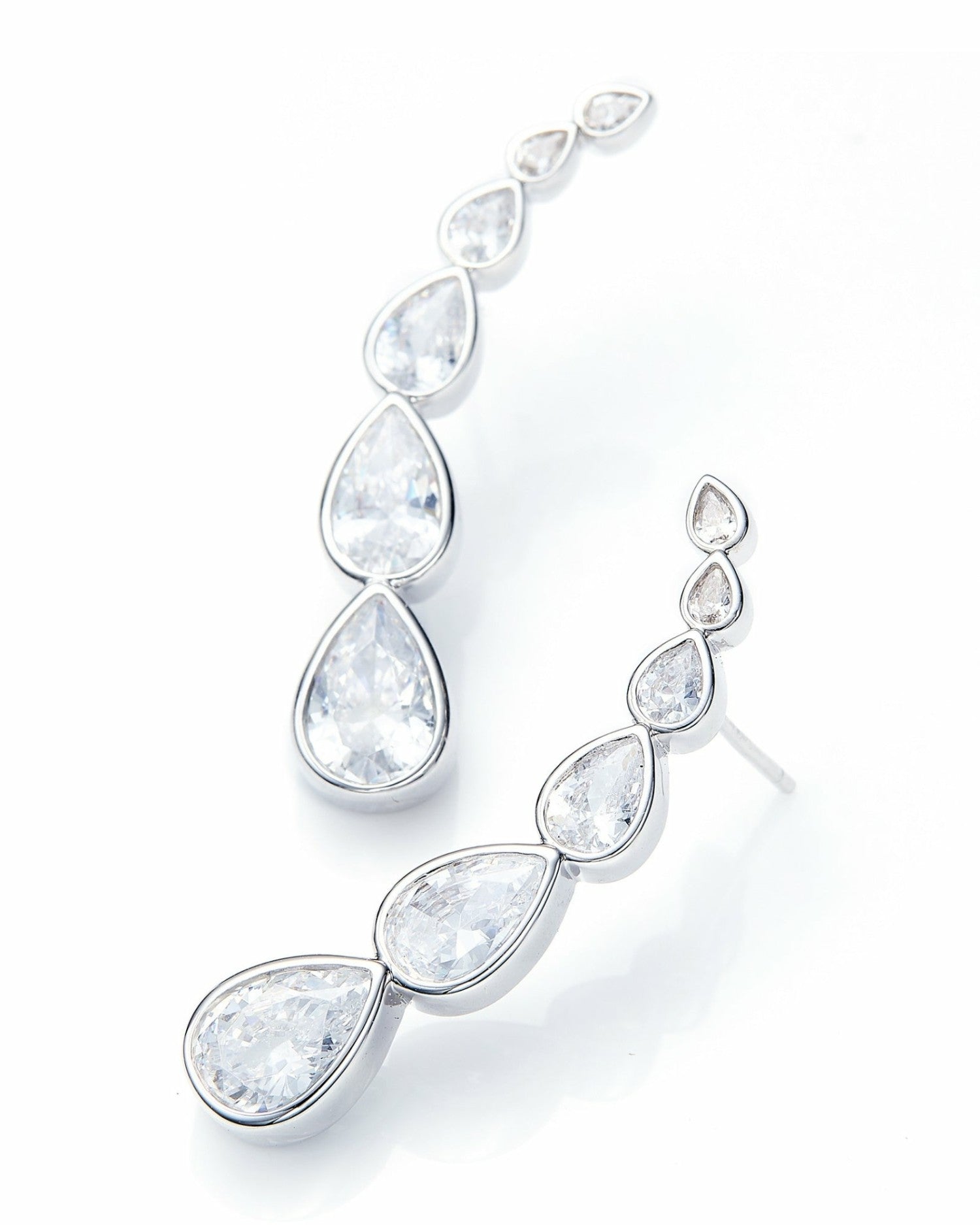 Nana Jacqueline Mirabelle Teardrop Earrings: Silver Earrings for Formal Events Silver